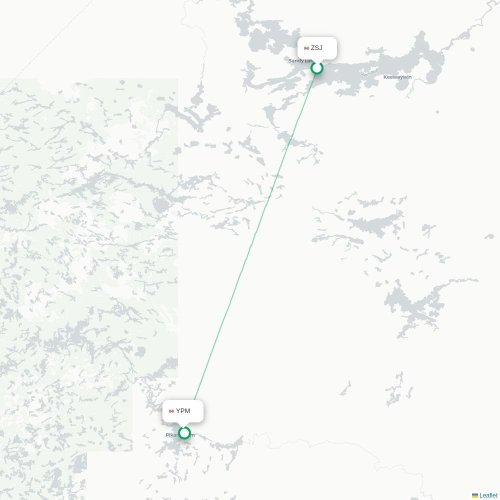 Mapa lotu bezpośredniego Sandy Lake – Pikangikum