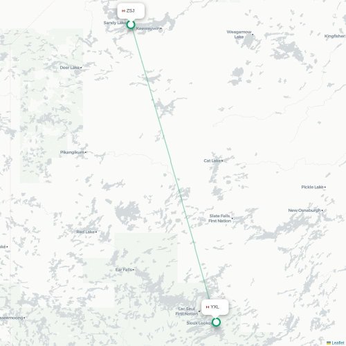 Mapa lotu bezpośredniego Sandy Lake – Sioux Lookout
