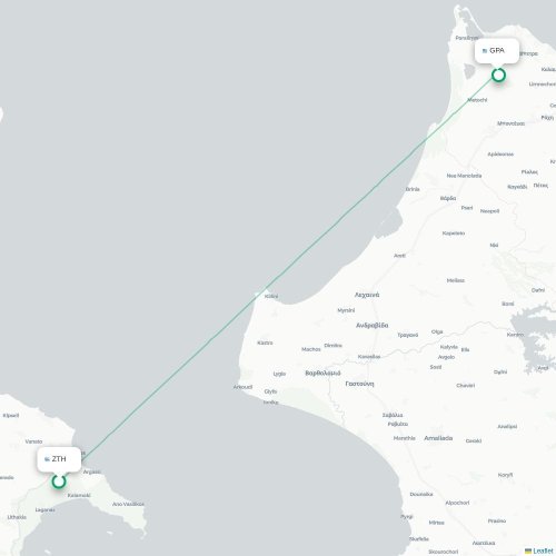 Zante - Patras-Occidentale carte du vol direct