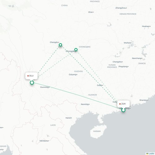 Mapa lotu bezpośredniego Zhuhai – Dali