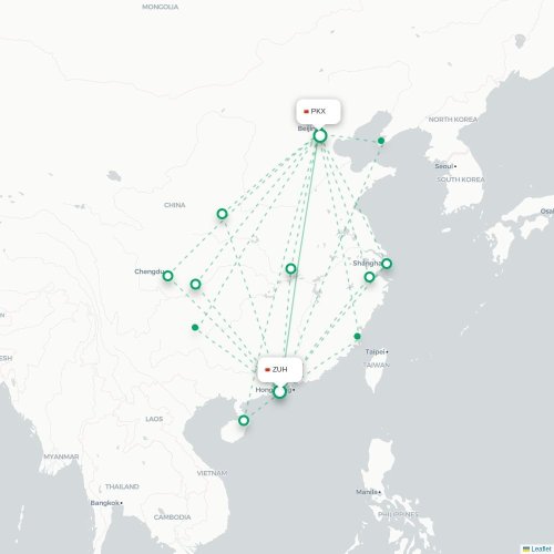 Mapa lotu bezpośredniego Zhuhai – Pekin