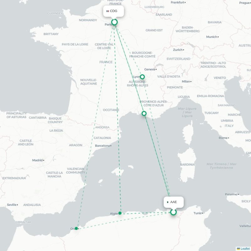 AAE - CDG route map