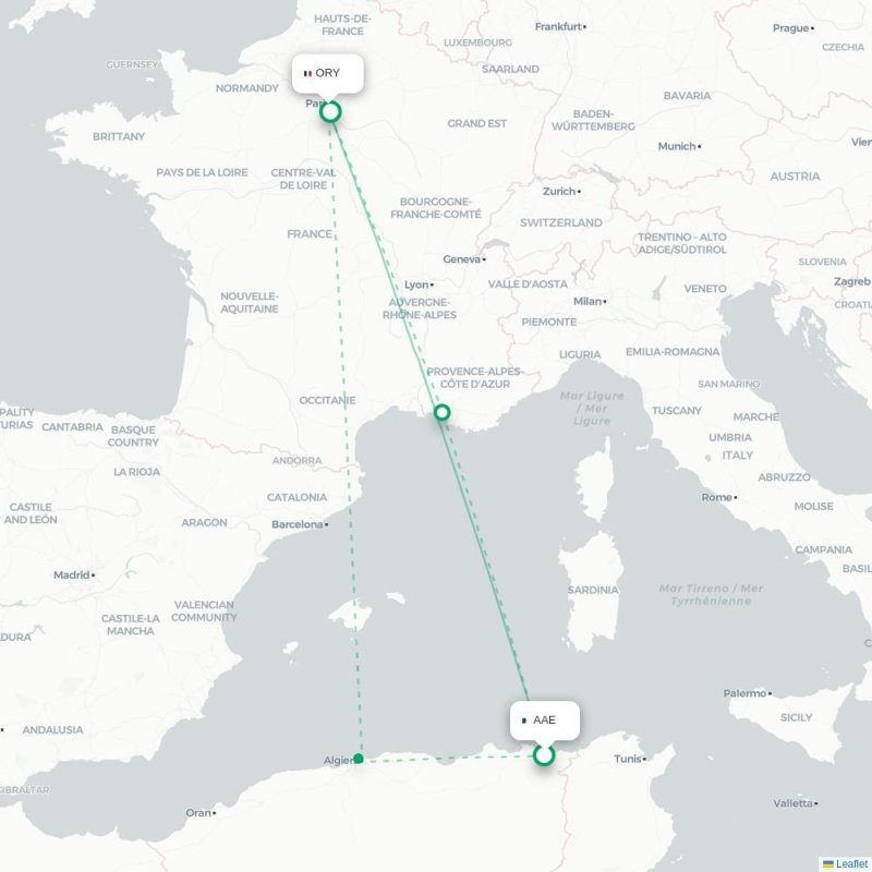 AAE - ORY route map