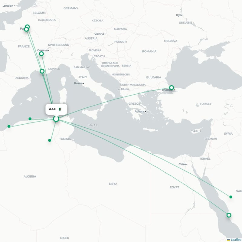 Route map Annaba  AAE airport
