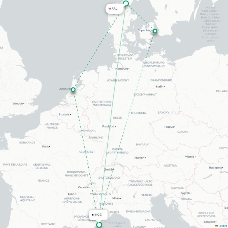AAL - NCE route map