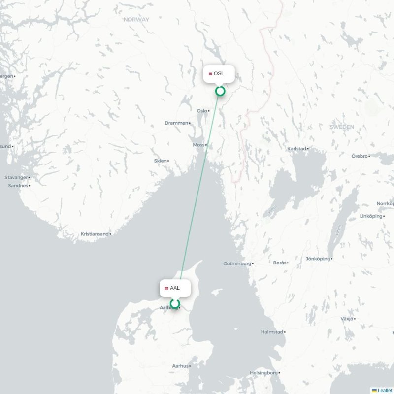 AAL - OSL route map