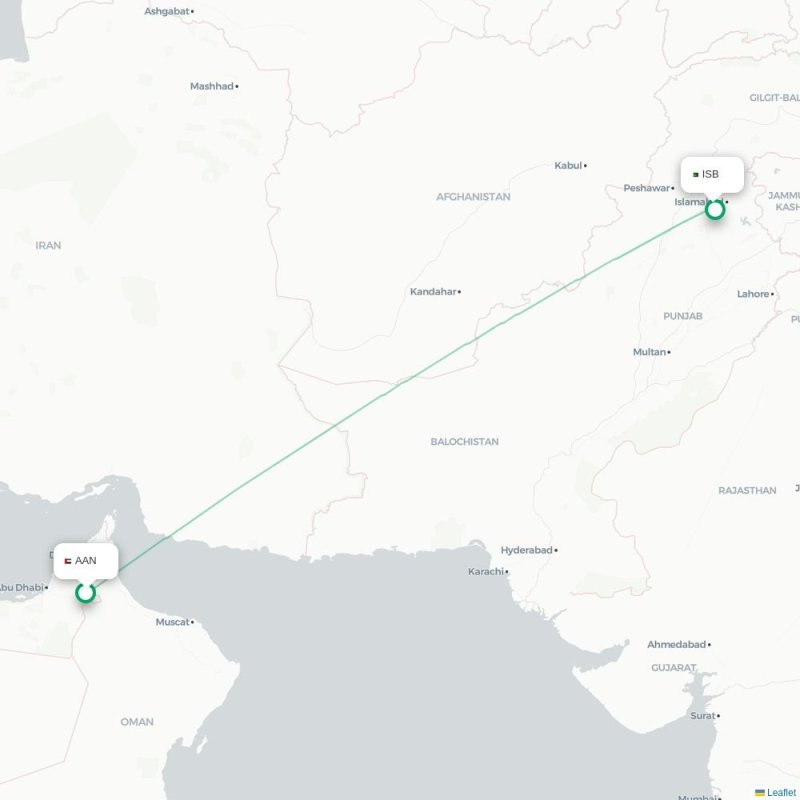 AAN - ISB route map