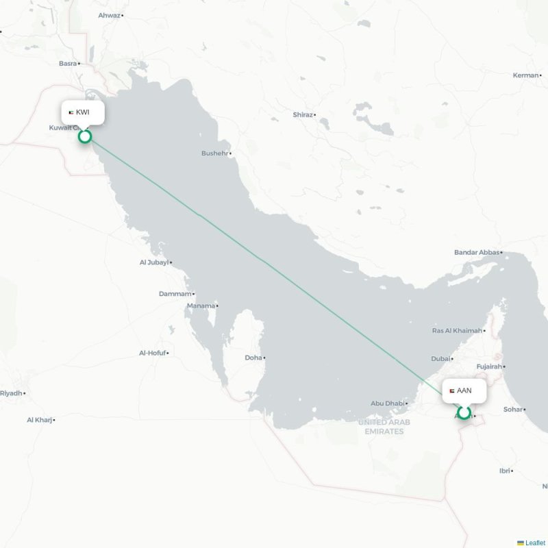 AAN - KWI route map