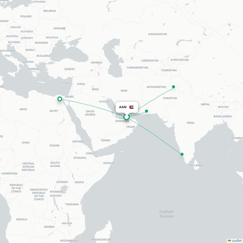 Route map Al Ain  AAN airport