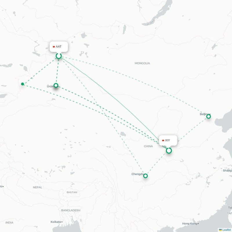 AAT - XIY route map