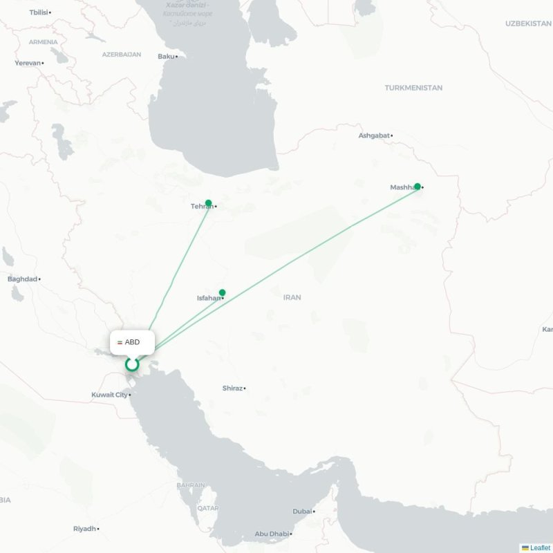 ABD - MHD route map