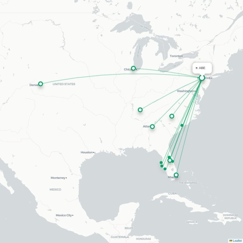 ABE - MLB route map