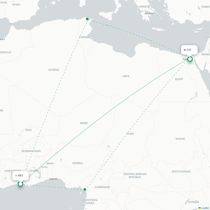 ABJ - CAI route map