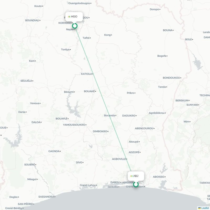 ABJ - HGO route map
