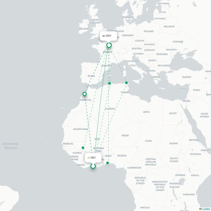 ABJ - ORY route map