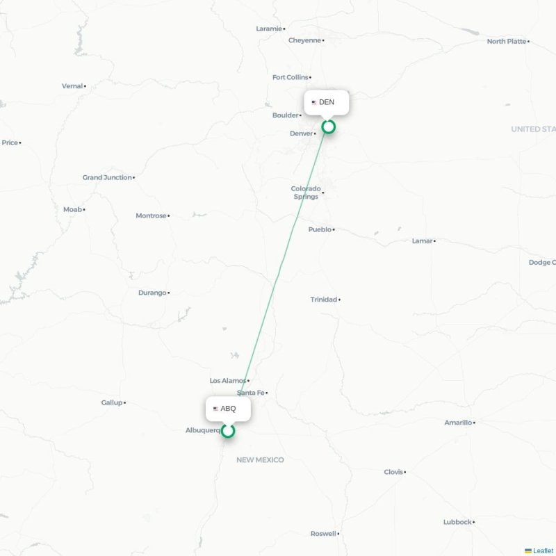 ABQ - DEN route map