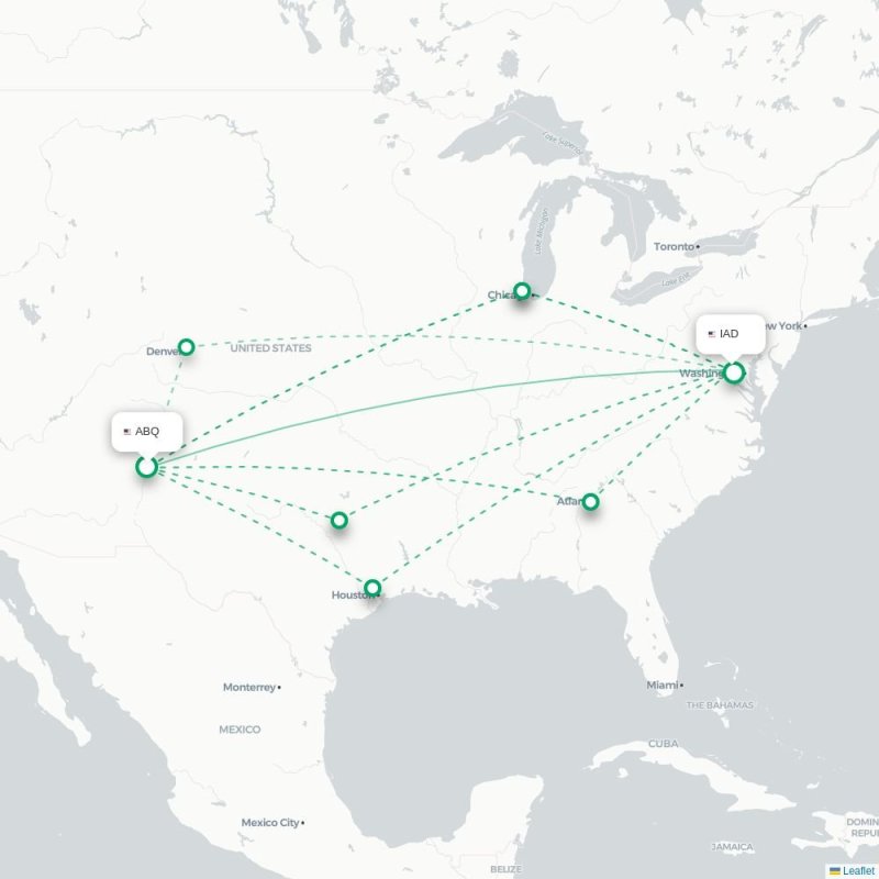 ABQ - IAD route map