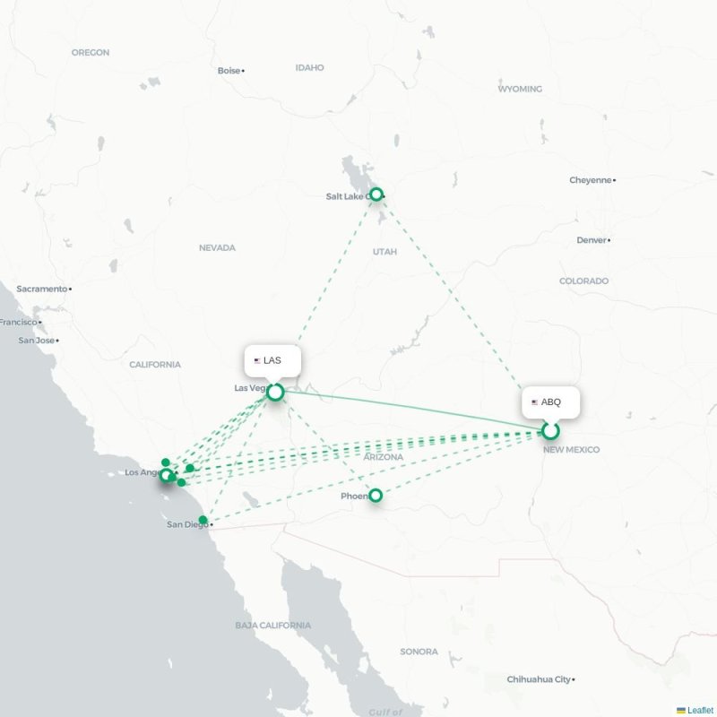 ABQ - LAS route map