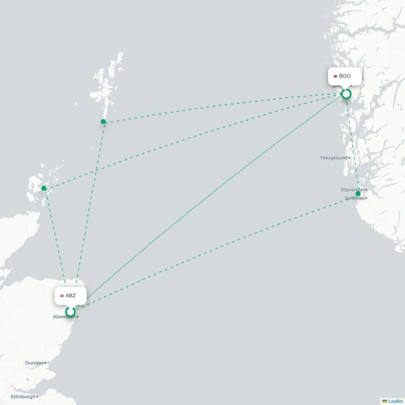 ABZ - BGO route map