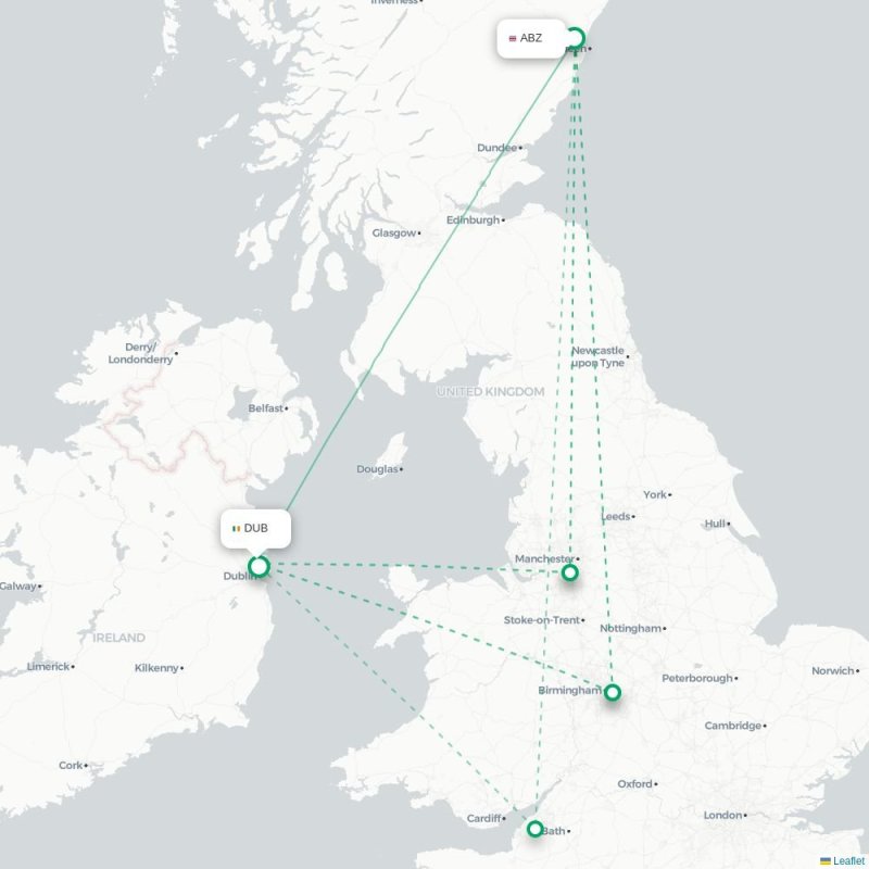 ABZ - DUB route map