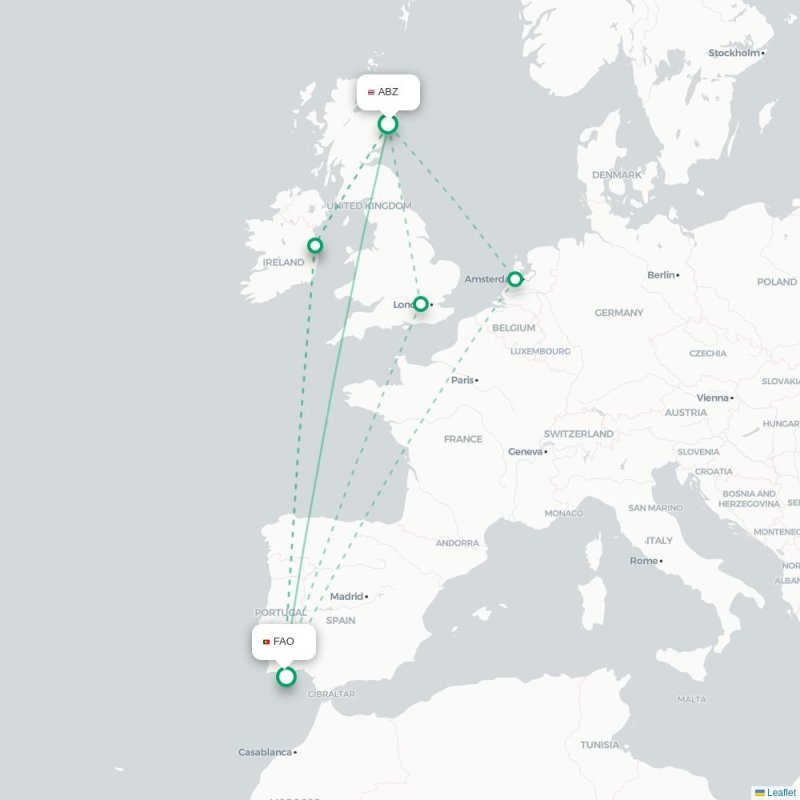 ABZ - FAO route map