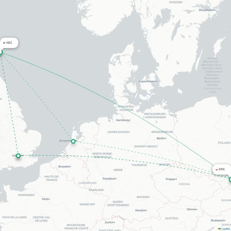 ABZ - KRK route map