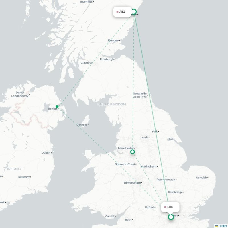 ABZ - LHR route map