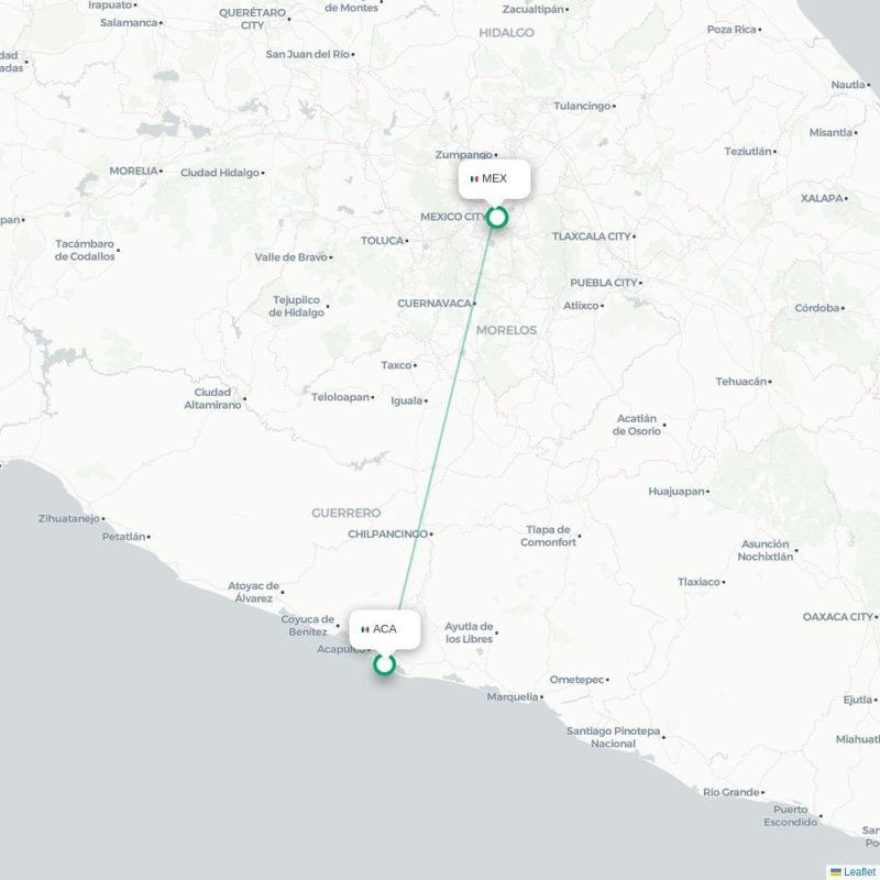 ACA - MEX route map
