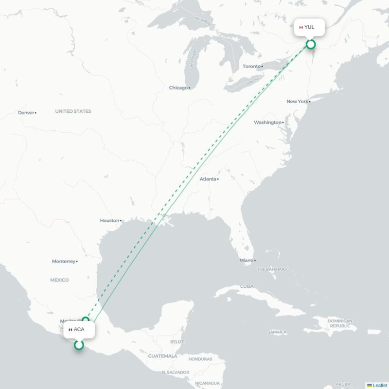ACA - YUL route map