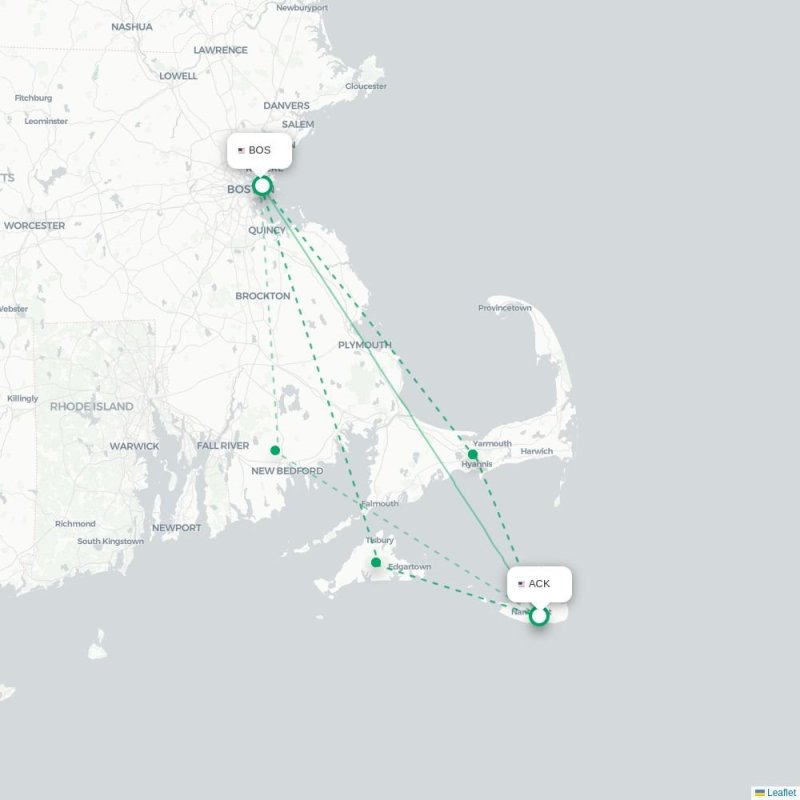 ACK - BOS route map