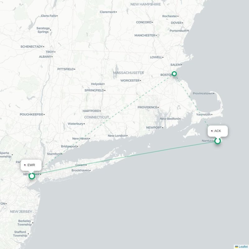 ACK - EWR route map