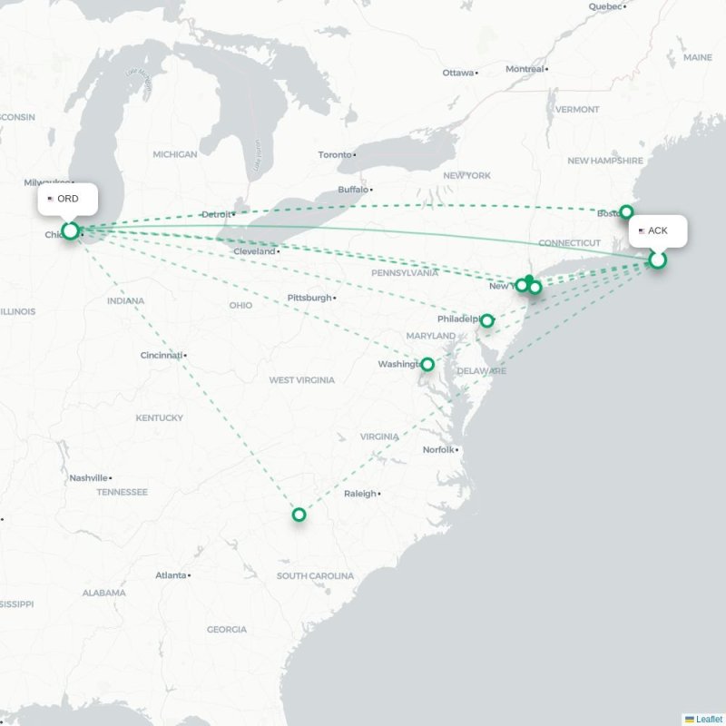 ACK - ORD route map