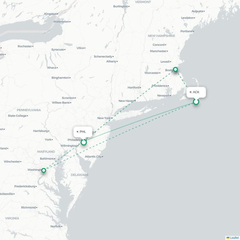 ACK - PHL route map