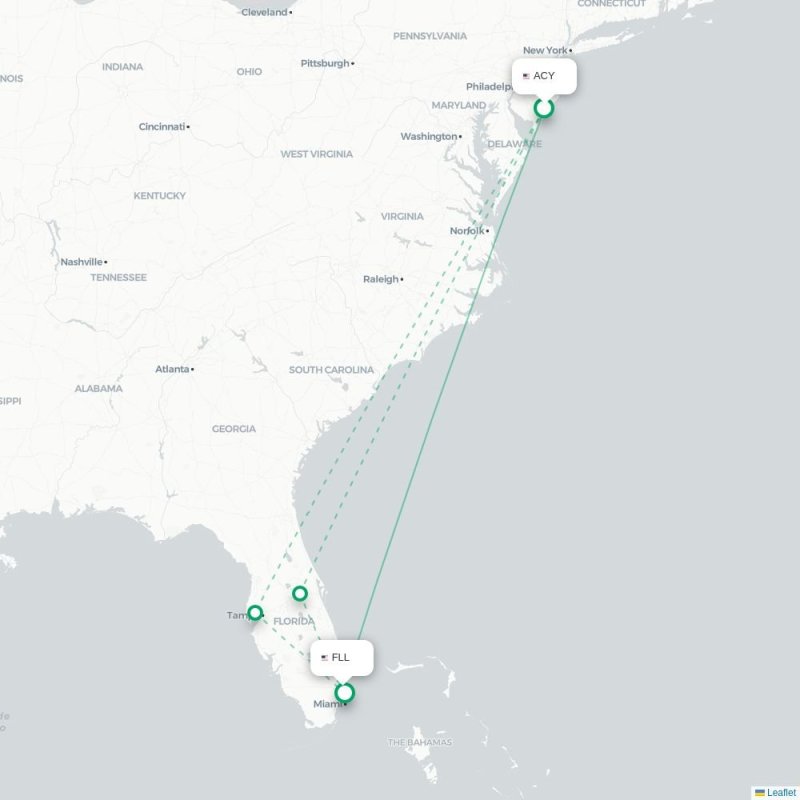 ACY - FLL route map