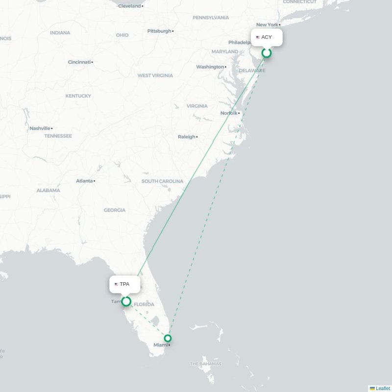 ACY - TPA route map