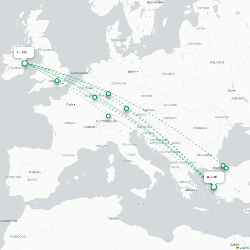 ADB - DUB route map