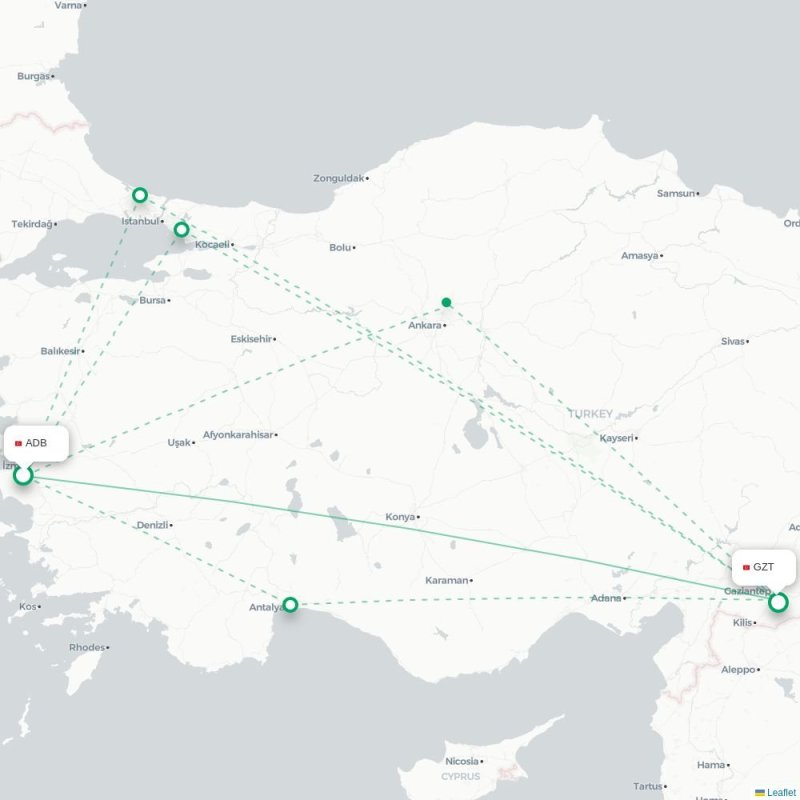 ADB - GZT route map