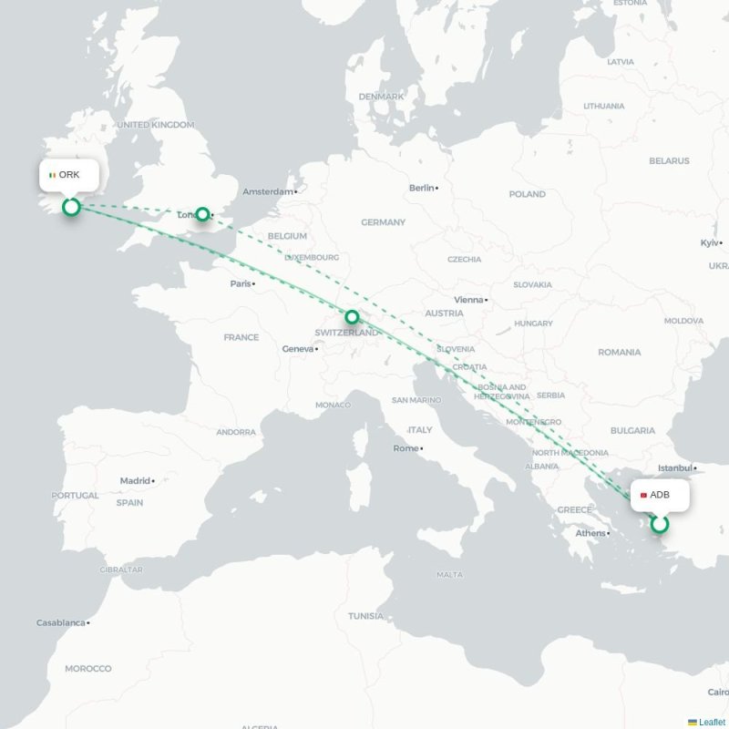 ADB - ORK route map