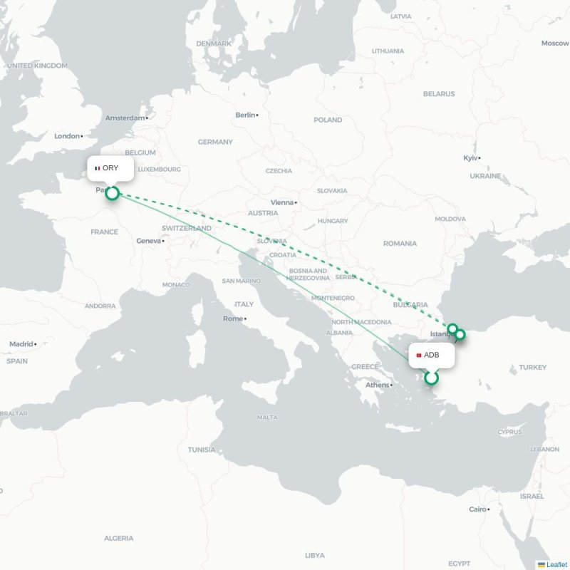 ADB - ORY route map