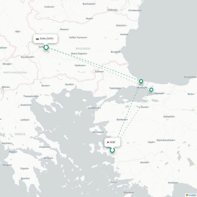 ADB - SOF route map