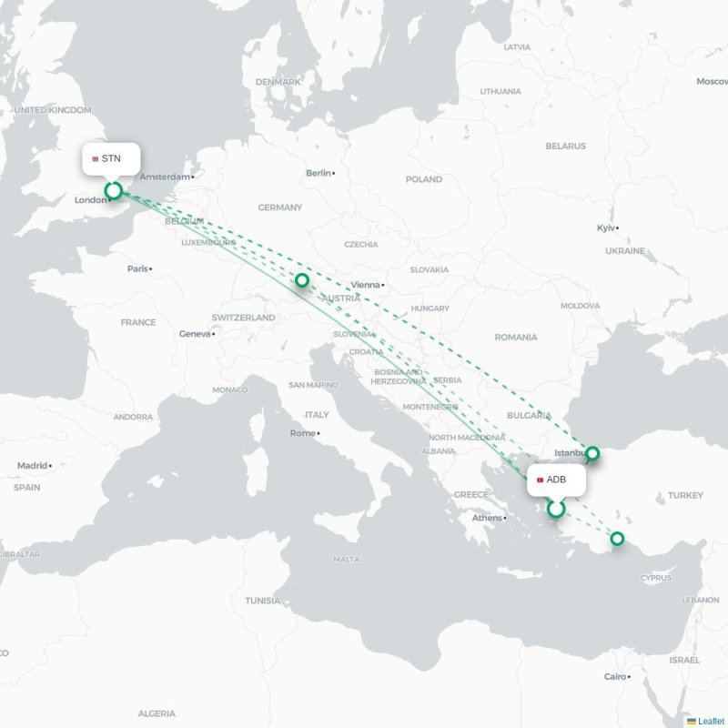 ADB - STN route map