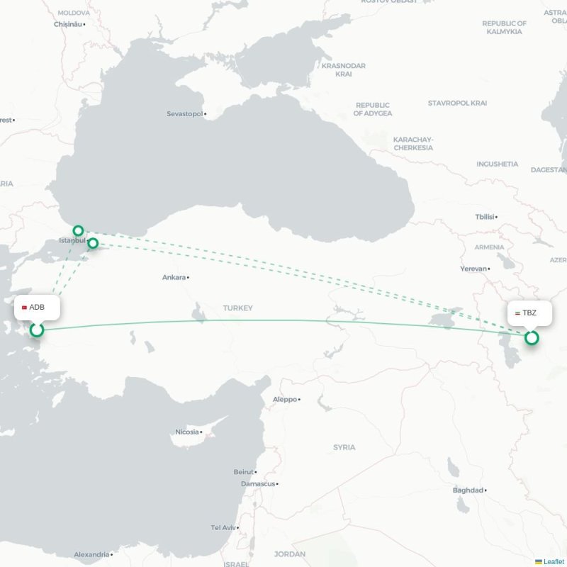 ADB - TBZ route map