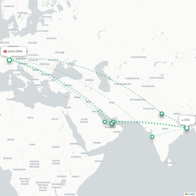 ADB - ZRH route map