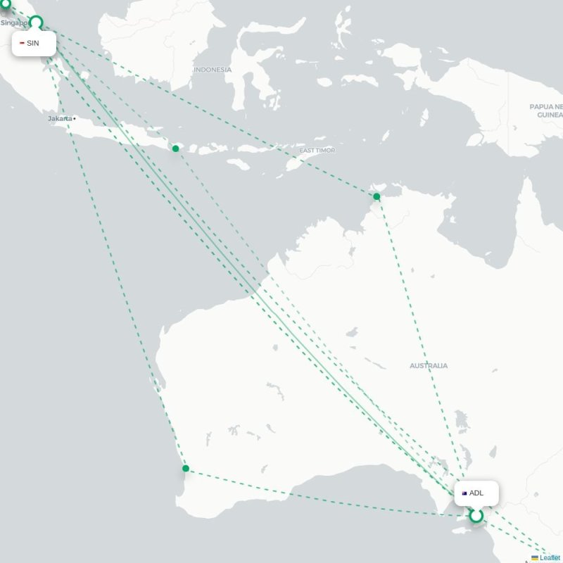 ADL - SIN route map