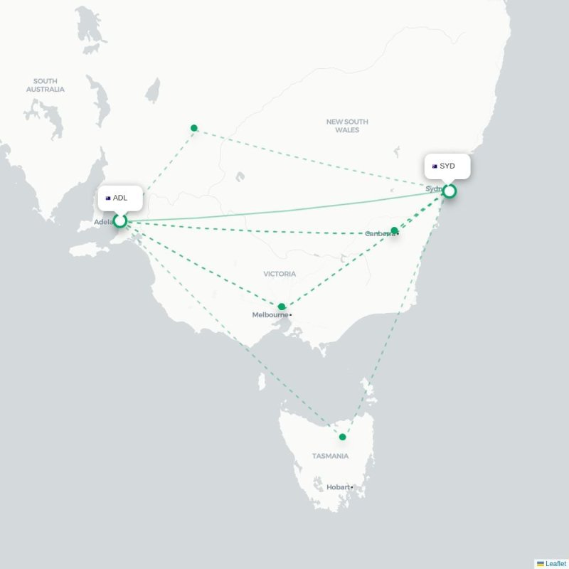 ADL - SYD route map