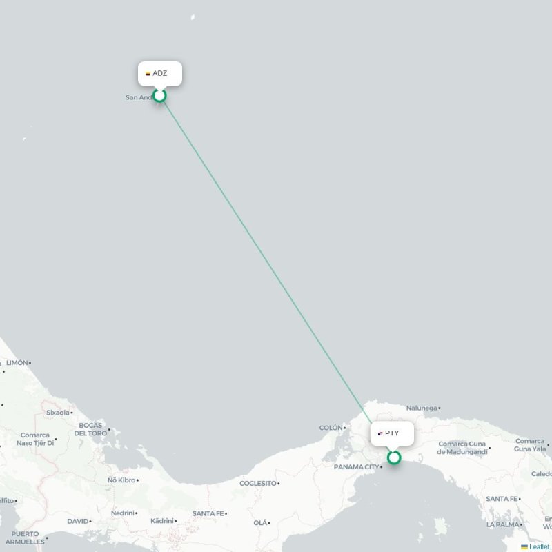 ADZ - PTY route map