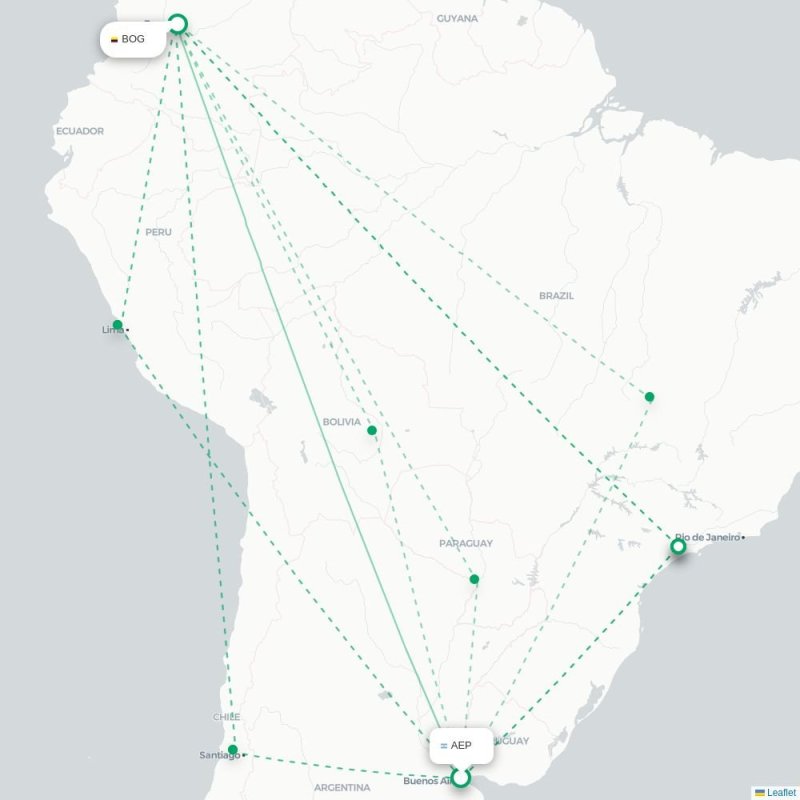 AEP - BOG route map