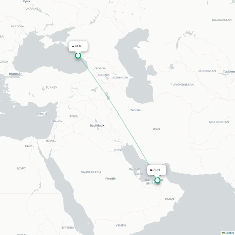 AER - AUH route map