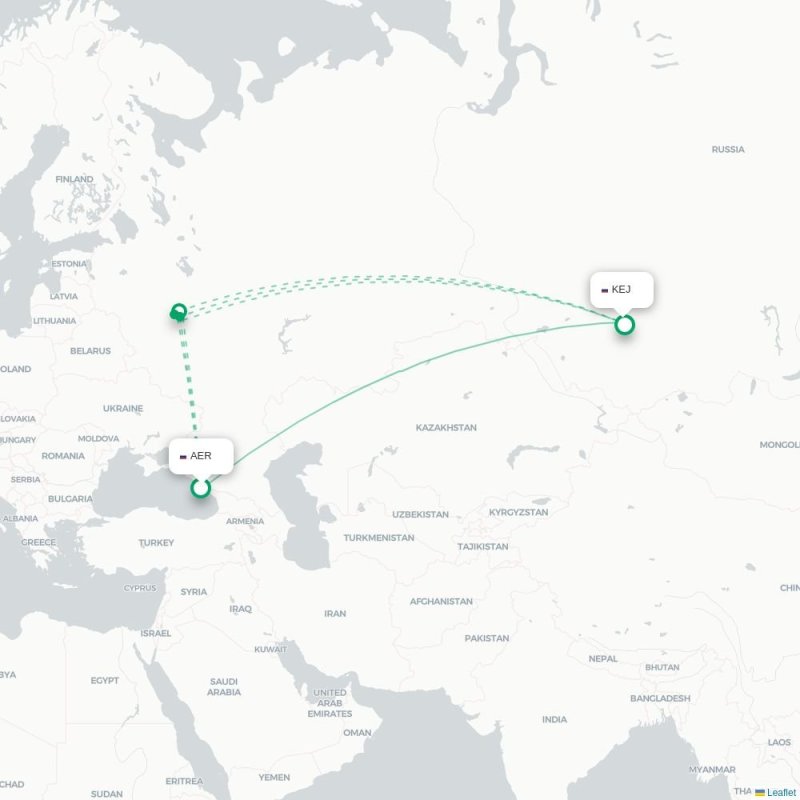 AER - KEJ route map
