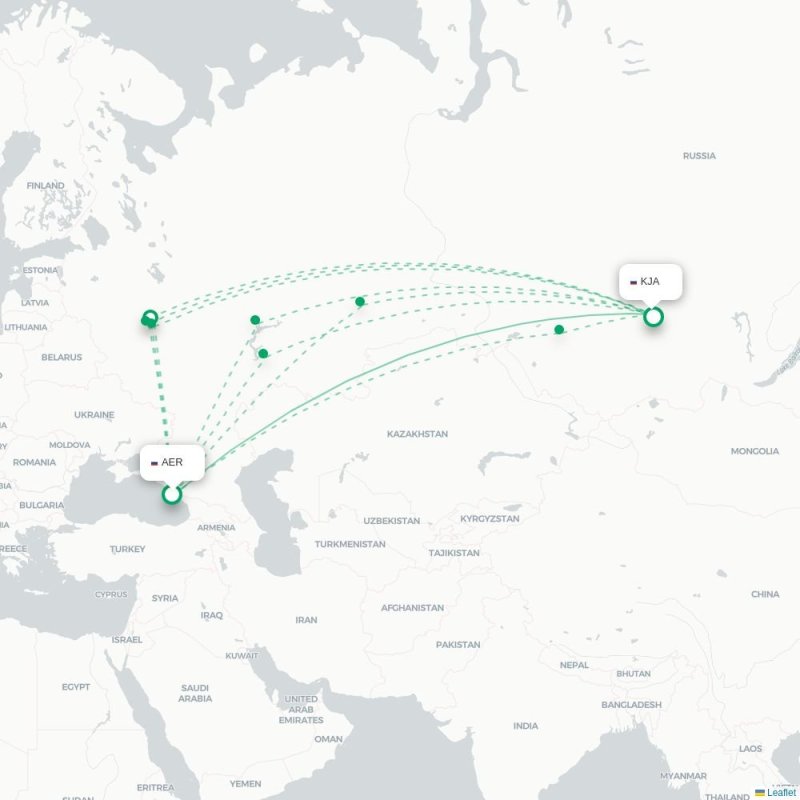 AER - KJA route map